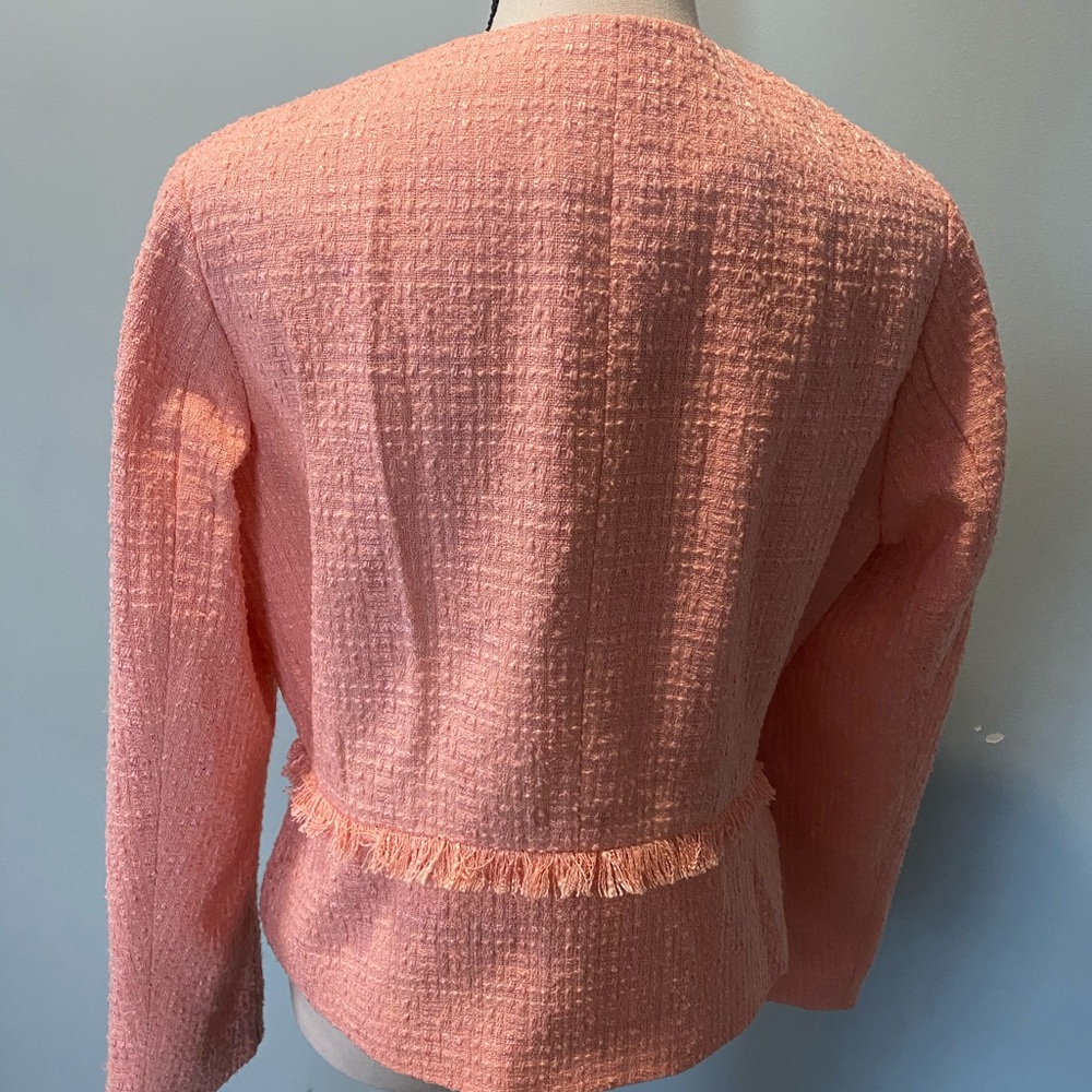 JACLYN SMITH NWT Blush Cropped Fringe Blazer - Picture 3 of 6